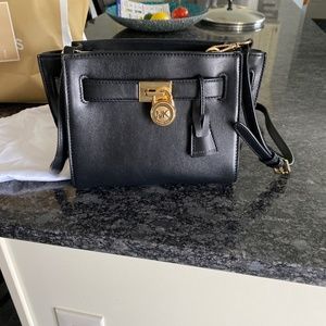 Michael Kors black leather shoulder handbag